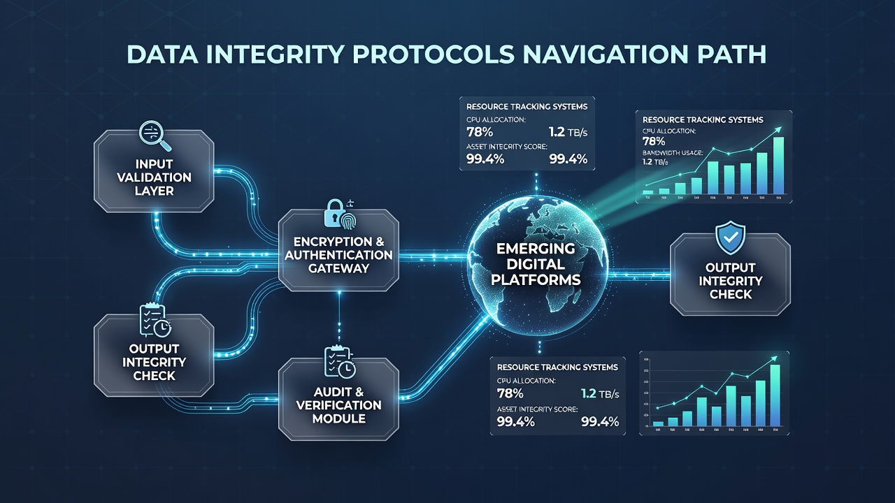 Network diagram illustrating encrypted data flows between distributed resource nodes in a digital tracking environment